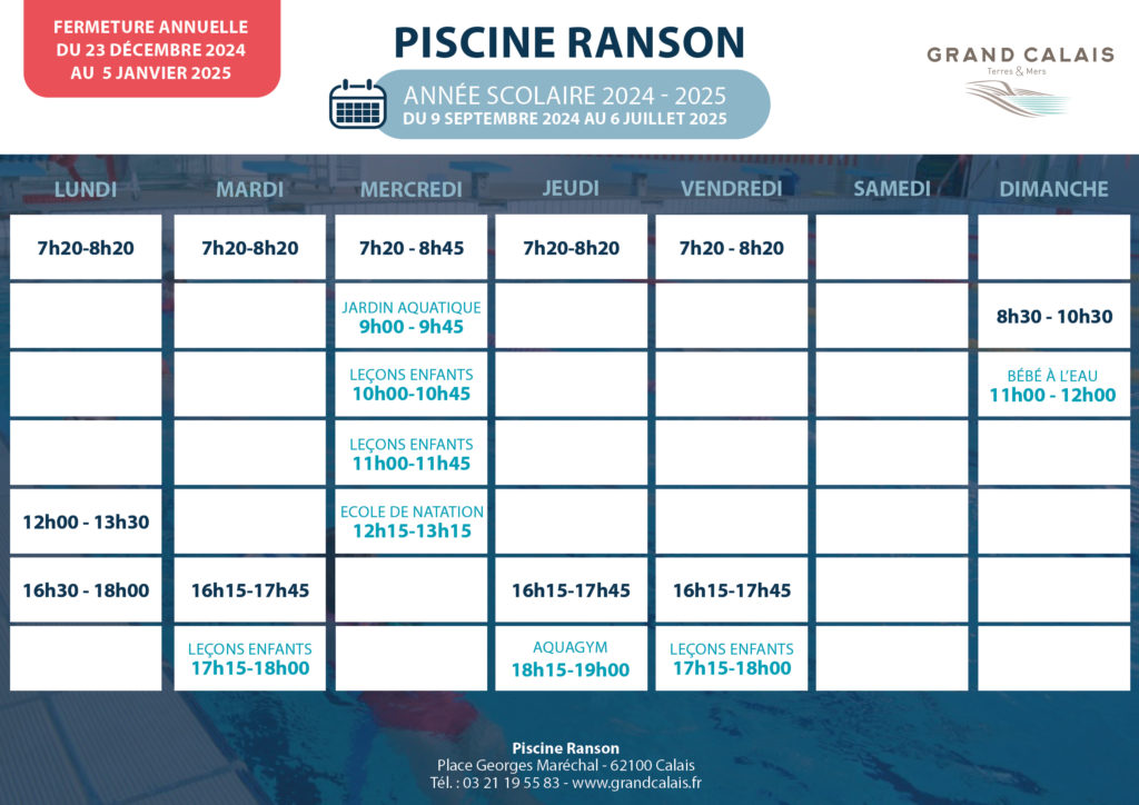 Horaires Ranson - Période scolaire 2024