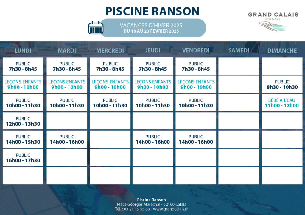 Horaires Ranson - Vacances Hiver 2025